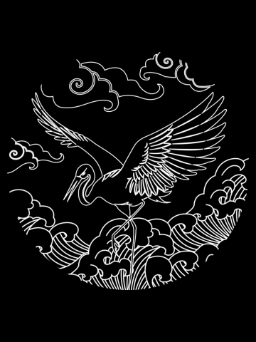 Crane and waves minimalist