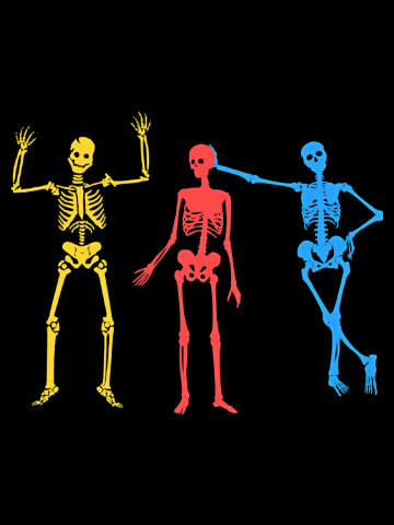Crazy Red Blue And Yellow Skelletons