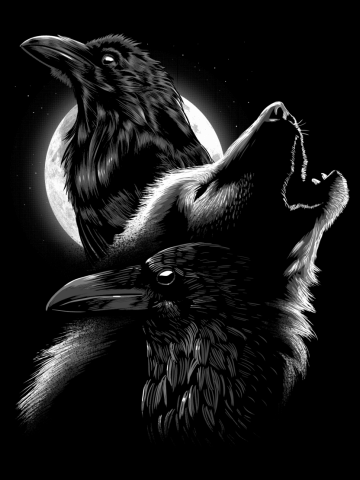 Crows with wolf