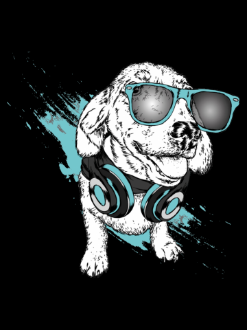Cute Dog With Sunglasses And Headphone
