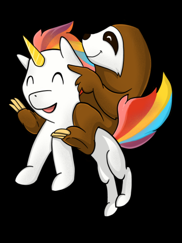 Cute Unicorn and Sloth Riding Rainbow Funny