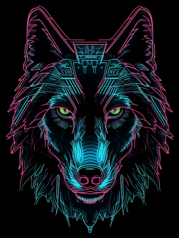 Cyber Neon Wolf