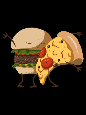 Dancing burger and pizza