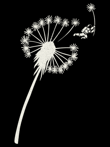 Dandelion Astronaut Flying Away Make a Wish