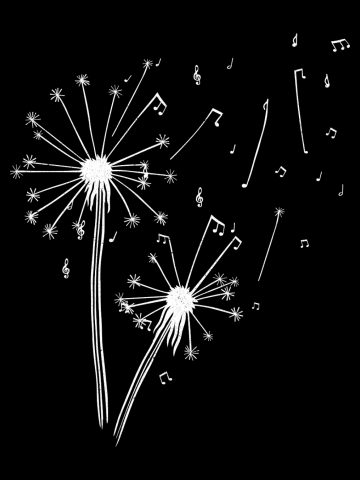 Dandelion Minimalist Musical Note Black and White