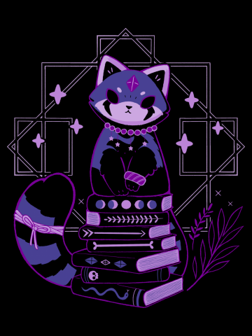 Dark Red Panda with Books