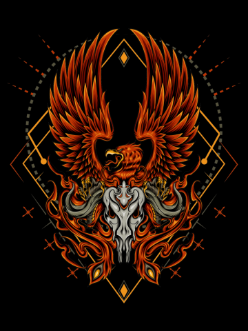 Dark phoenix illustration design template for clothing, apparel
