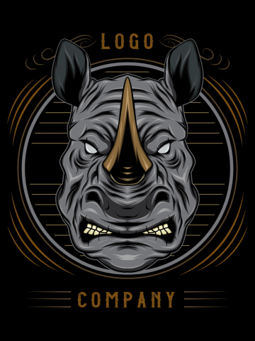 Design template with rhinoceros illustration.