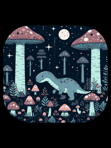 Dino in the mushroom grove