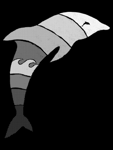 Dolphin in the air (Halfone Screen White Edition)