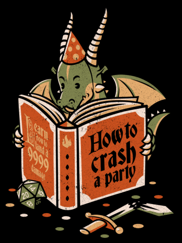 Dragon Reading a Book RPG Party Crashing