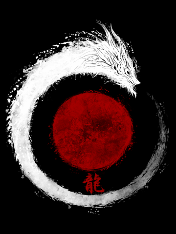 Dragon and Red Sun (white variant)