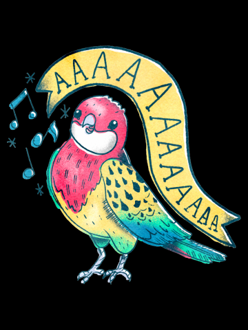Eastern Rosella Parrot Screaming as Tattoo Flash
