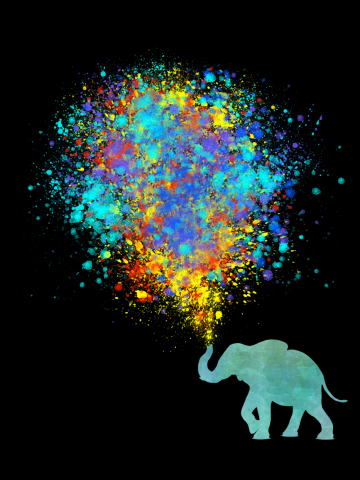 Elephant Watercolor Splatter Celebration