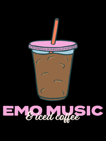 Emo Music & Iced Coffee (2023, Pink Text)