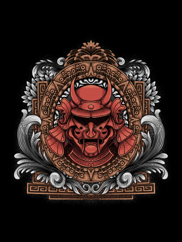 Engraving Samurai-Engraving Aztec Illustration