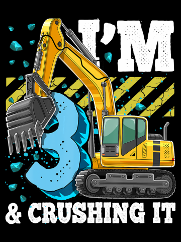 Excavator 3rd Birthday Construction Party Shirt Boys Gift