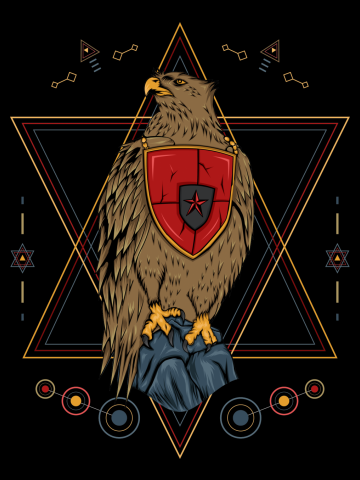Falcon the patriot with sacred geometry background