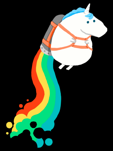 Fat Unicorn on Rainbow Jetpack