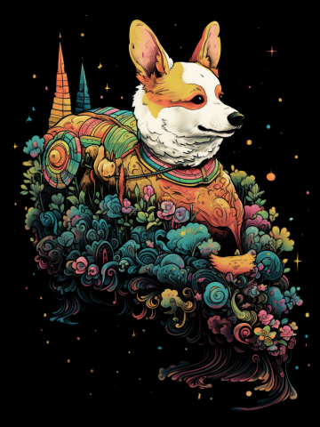 Fluffy Rainbow Corgi