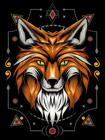 Fox with ornament background