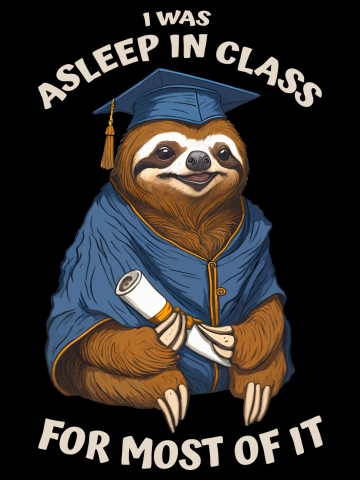Funny Lazy Sloth Senior Graduation Asleep In Class Graduate