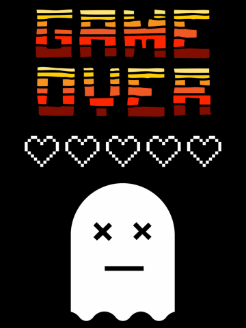 Game Over 8 Bit Video Game Ghost