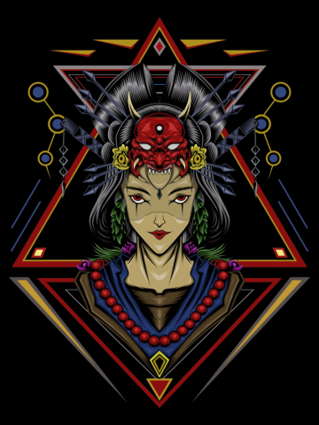 Geisha japan women Illustration design for tshirt, poster art, apparel and merchandise