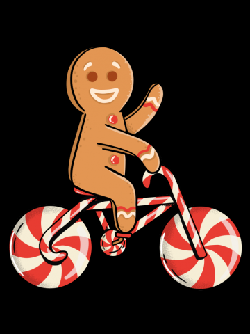Gingerbread man and bicycle