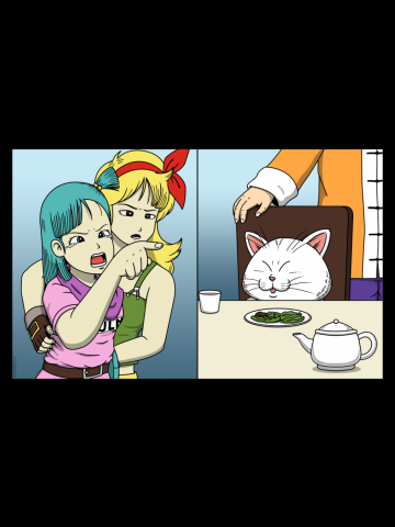 Girl Pointing at a Cat - Colored Version