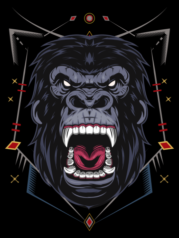 Gorilla scream vector illustration. design template for merchandise