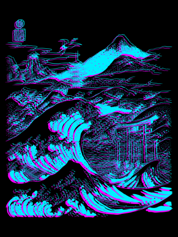 Great Japanese wave on Mount Fuji