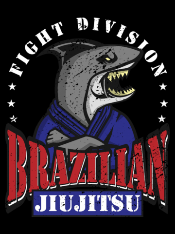 Grunged Brazilian Jiujitsu Shark Marshal Arts Cartoon