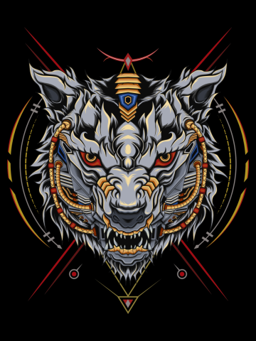 Head wolf robotic design. mecha wolves illustration template.