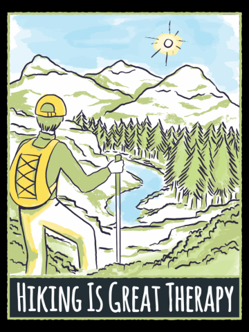 Hiking is Great Therapy - Hiker Hike Mountain Illustration Image