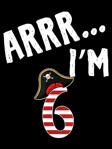 I'm 6 Years Old Boy 6Th Birthday Party Pirate Gift T-Shirt