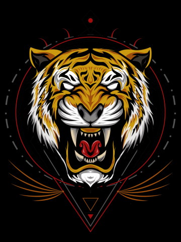 Illustration of angry  tiger.Tiger head illustration. Vector tiger. design for T shirt , mascot.