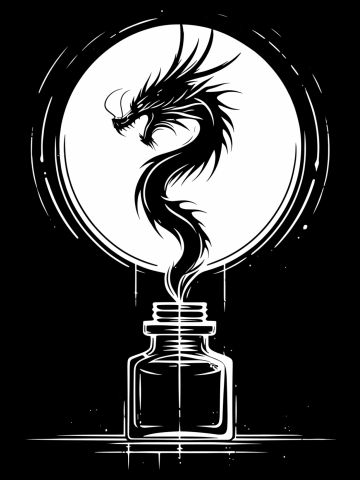Ink Dragon Sunset white