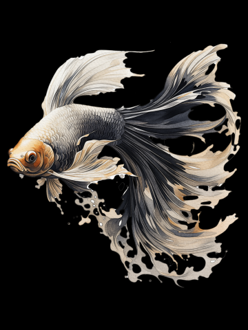 Ink and Gold: A Dance of Serene Elegance