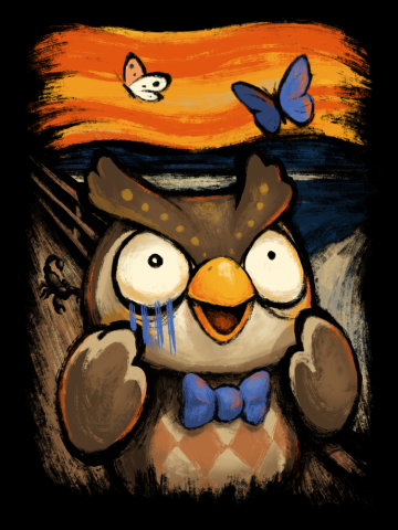 Island Scream Animal Crossing - Video Game - Funny Painting Crossover - Blathers Character