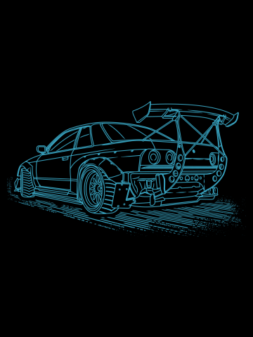 JDM Skyline GTR R32 Lineart Blueprint