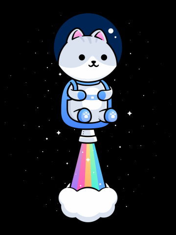 Kawaii Astronaut Cat with Rainbow Jetpack