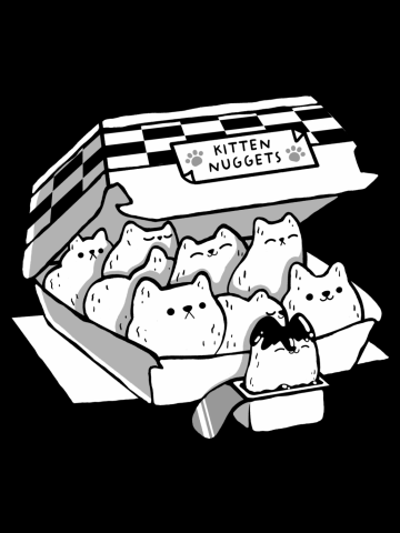 Kitten Nuggets Fast Food Cat Black and White