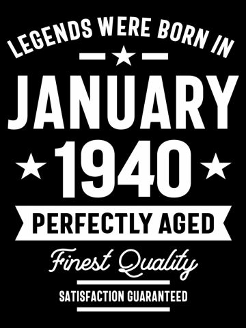 Legends Were Born in January 1940 Birthday Vintage Retro Funny