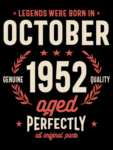 Legends Were Born in October 1952 Birthday Vintage Retro Funny