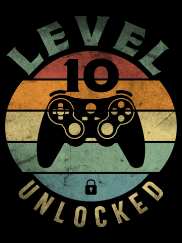 Level 10 Unlocked Funny Video Gamer 10th Birthday 10 Year Old Gamer