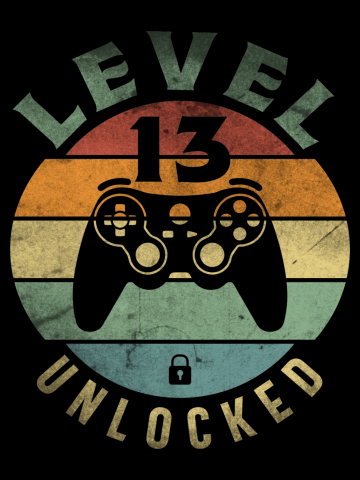 Level 13 Unlocked Funny Video Gamer 13th Birthday 13 Year Old Gamer