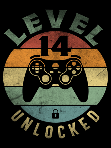 Level 14 Unlocked Funny Video Gamer 14th Birthday 14 Year Old Gamer
