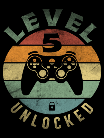 Level 5 Unlocked Funny Video Gamer 5th Birthday 5 Year Old Gamer