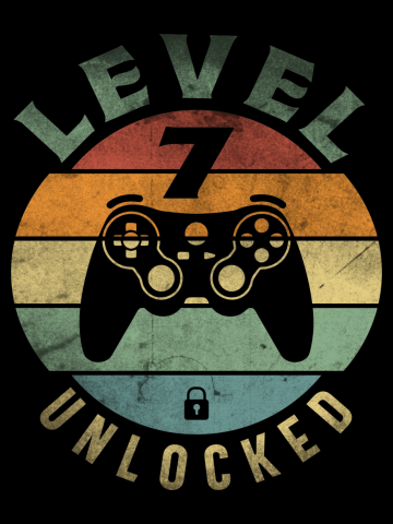 Level 7 Unlocked Funny Video Gamer 7th Birthday 7 Year Old Gamer